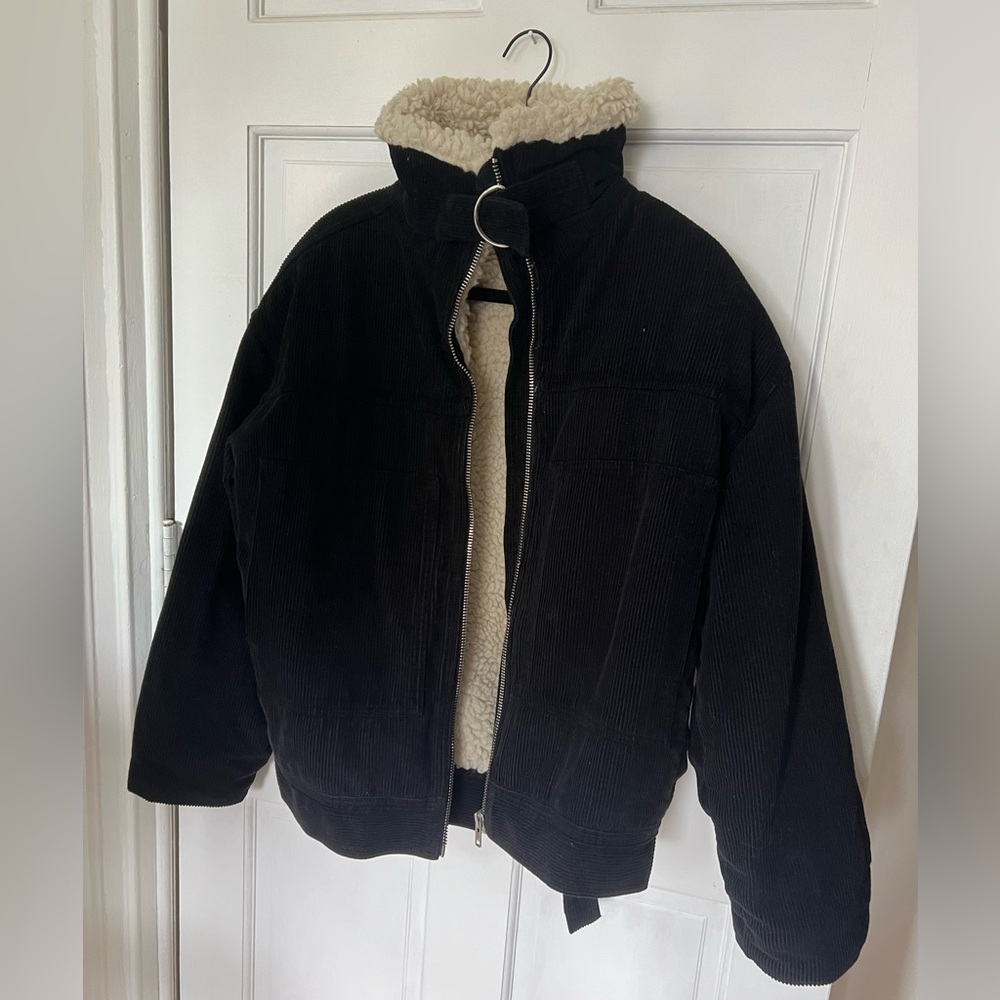 BDG black corduroy and sherpa jacket